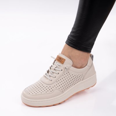 Обувки Естествена Кожа Azenya Beige