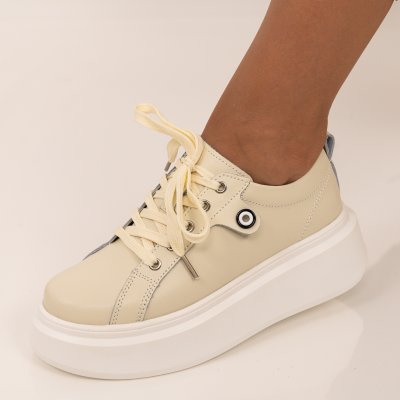 Спортни Обувки Естествена Кожа Andra Beige
