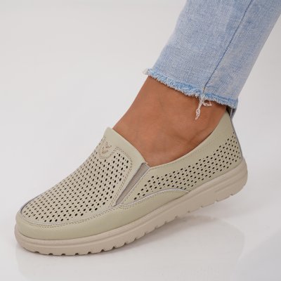 Обувки Естествена Кожа Aziza Beige